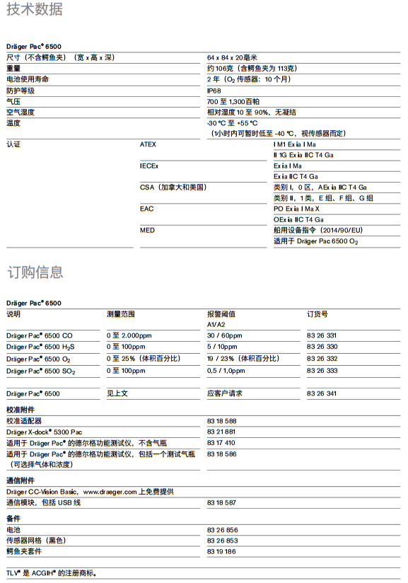 德爾格Dr?ger Pac? 6500單一氣體檢測儀(圖2)